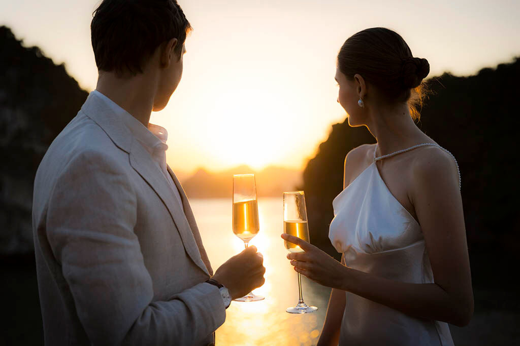 Capture golden hour magic in Halong Bay